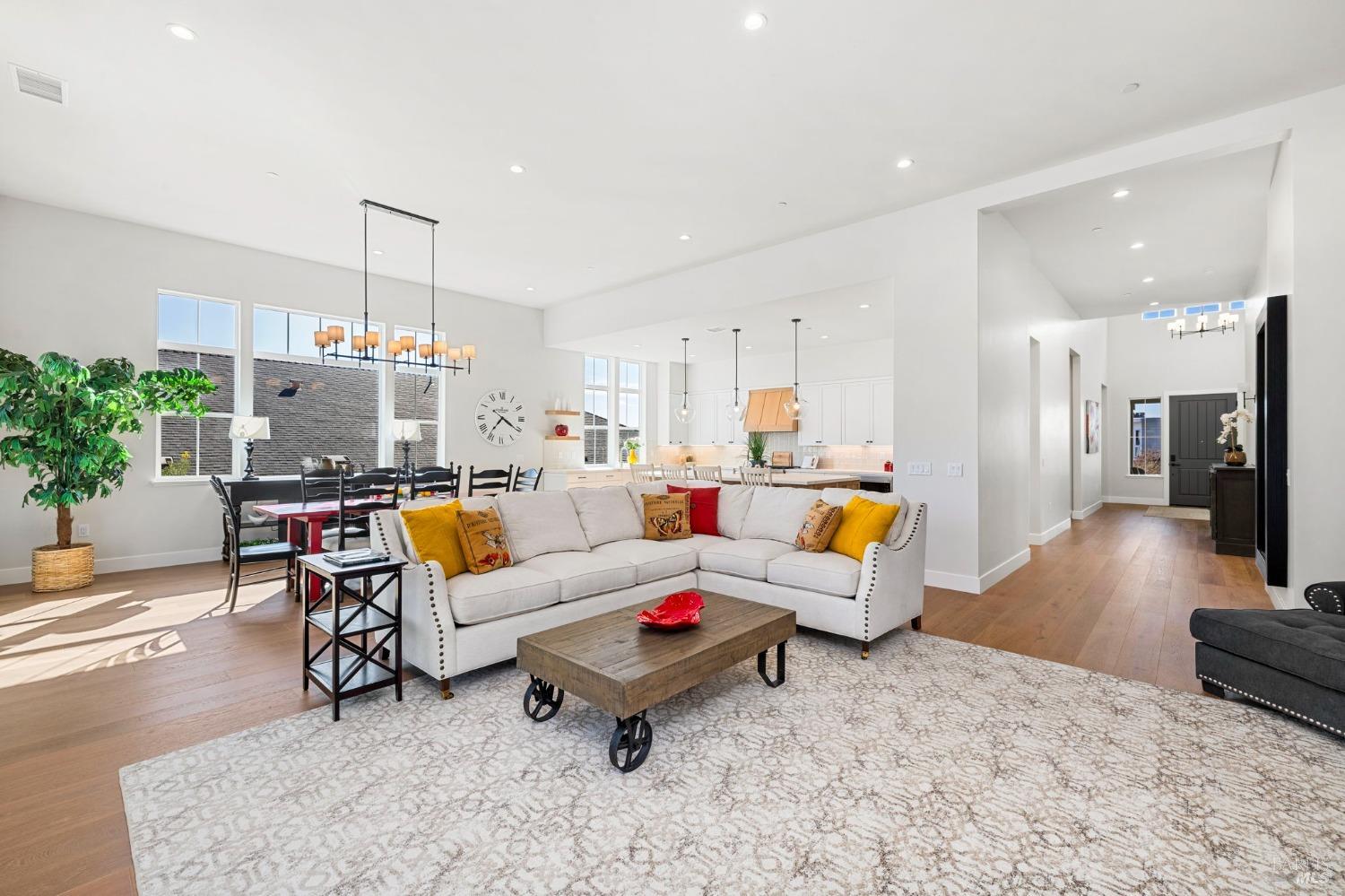 3712 Crown Hill Drive Santa Rosa, CA 95404 - Photo 14 of 71 Here is our view as we are standing by the sliding glass door with the fireplace to our right in this photo, looking towards the dining area and large island kitchen.