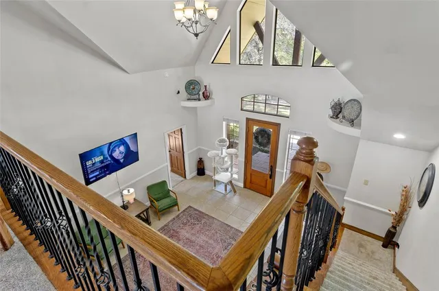 a view of a living room and dining room