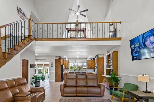 a living room with furniture