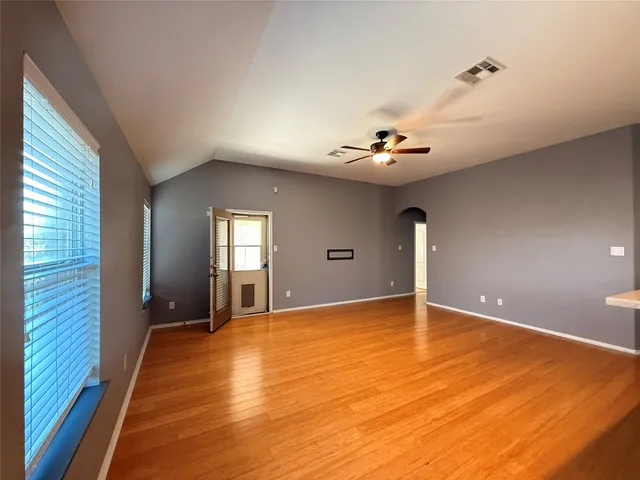 a view of kitchen and a chandelier