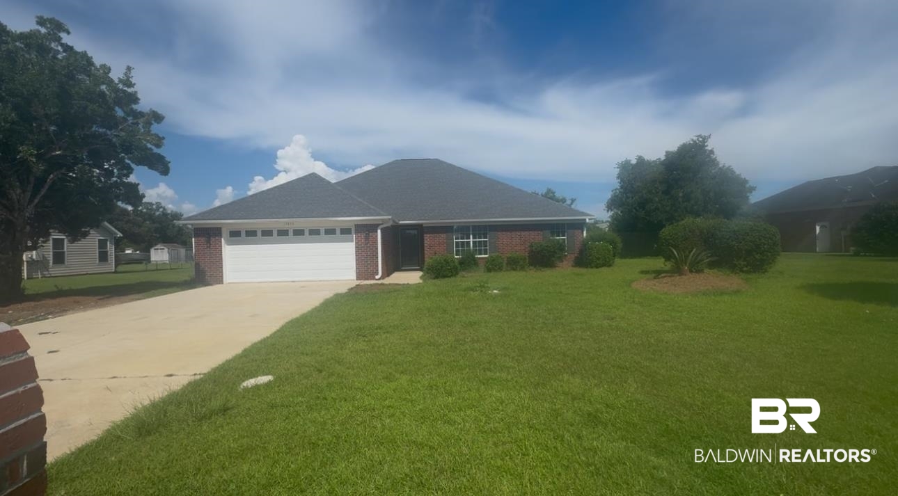 17853 East View Loop Foley, AL 36535 - Photo 1 of 1 Ranch-style home featuring an attached garage, a front yard, concrete driveway, and brick siding