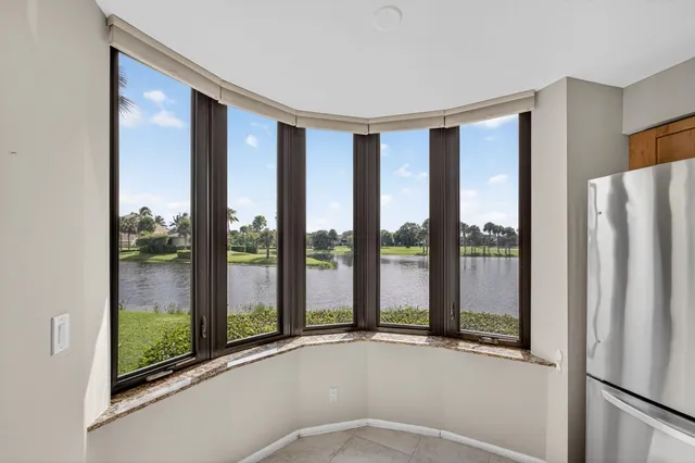 a view of a balcony with lake view