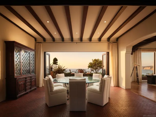 a view of a terrace with sitting area