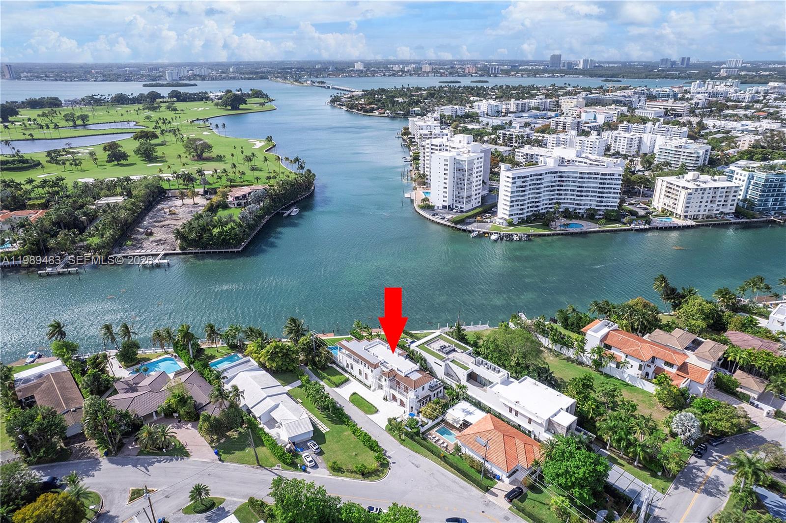 919 92nd Street Surfside, FL 33154 - Photo 63 of 74 an aerial view of a houses with a lake view