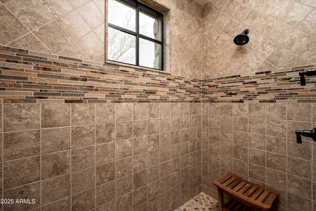 a bathroom with a window