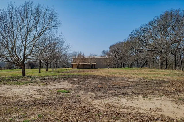 a backyard of a house with lots of green space