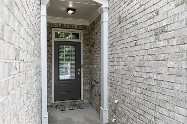 a hallway with a door