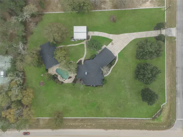 an aerial view of a house