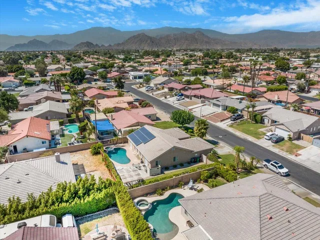 a view of a city with a area