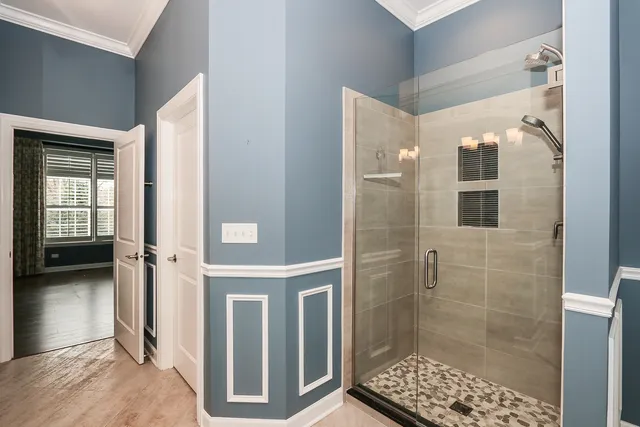 a bathroom with a shower