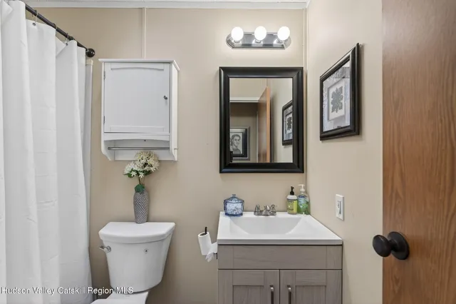 a bathroom with a toilet a sink and mirror