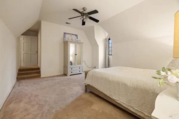 an aerial view of a house