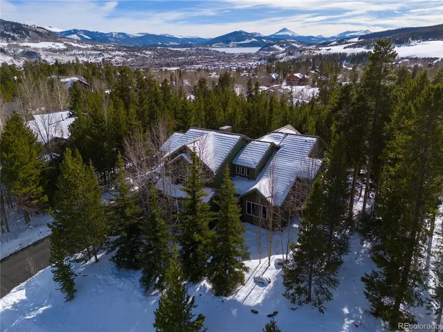 an aerial view of a house with mountain view