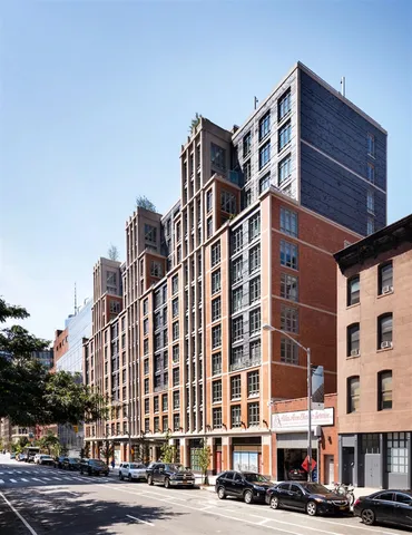 a view of a building and a street