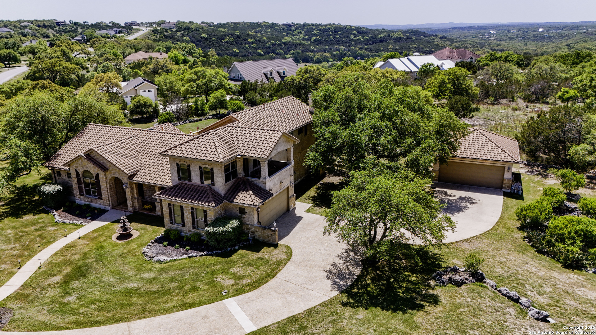 an aerial view of a house