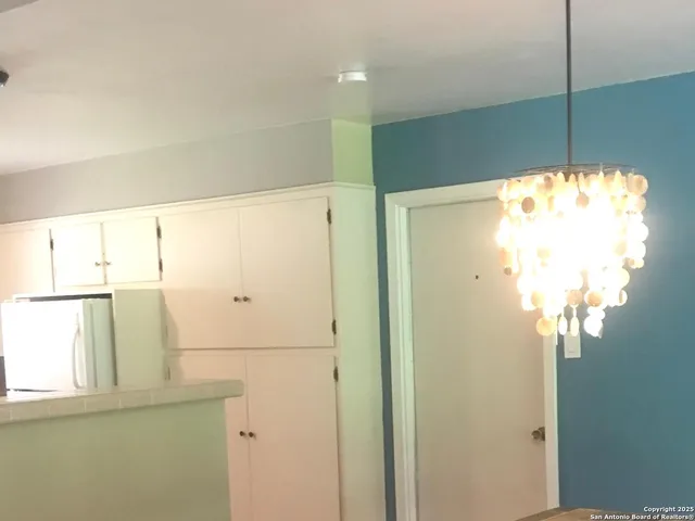 a view of a small space with a window