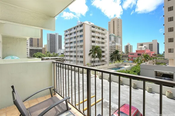 a balcony view with city view