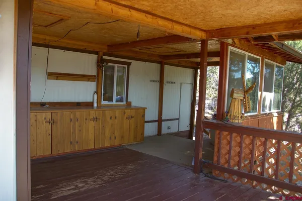 an aerial view of a house with garden