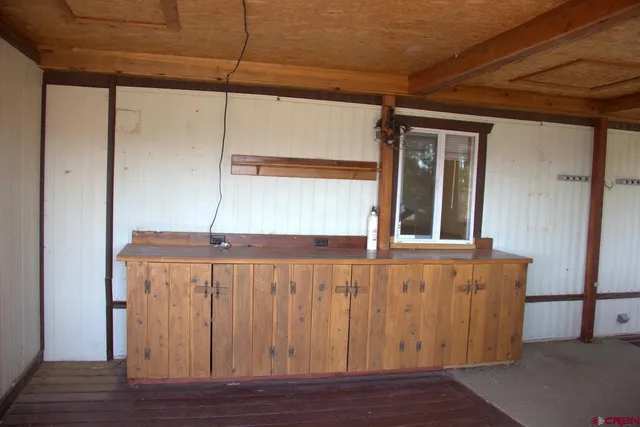 a view of a wooden door