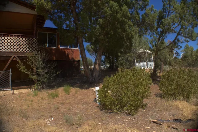 a view of a backyard of a house