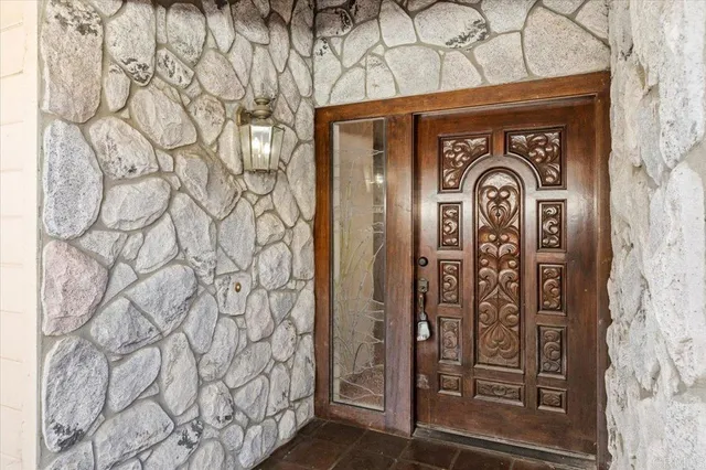 a door with glass door