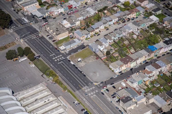 an aerial view of a city