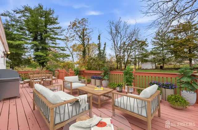 a view of a patio on the deck