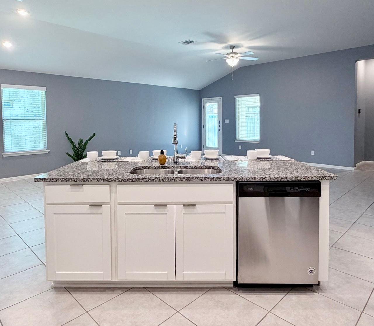 1005 Sundrops Street Leander, TX 78641 - Photo 10 of 39 a kitchen with granite countertop white cabinets and white appliances