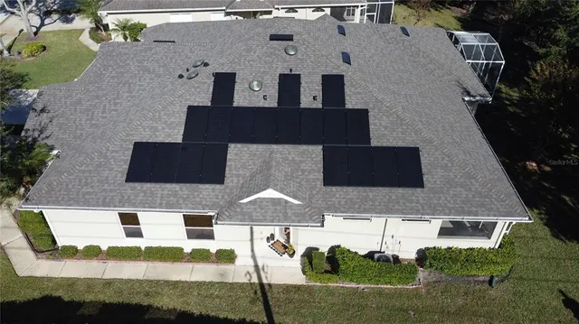 an aerial view of a house