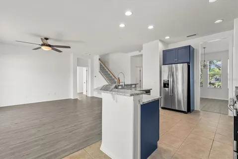 a view of a kitchen with a sink