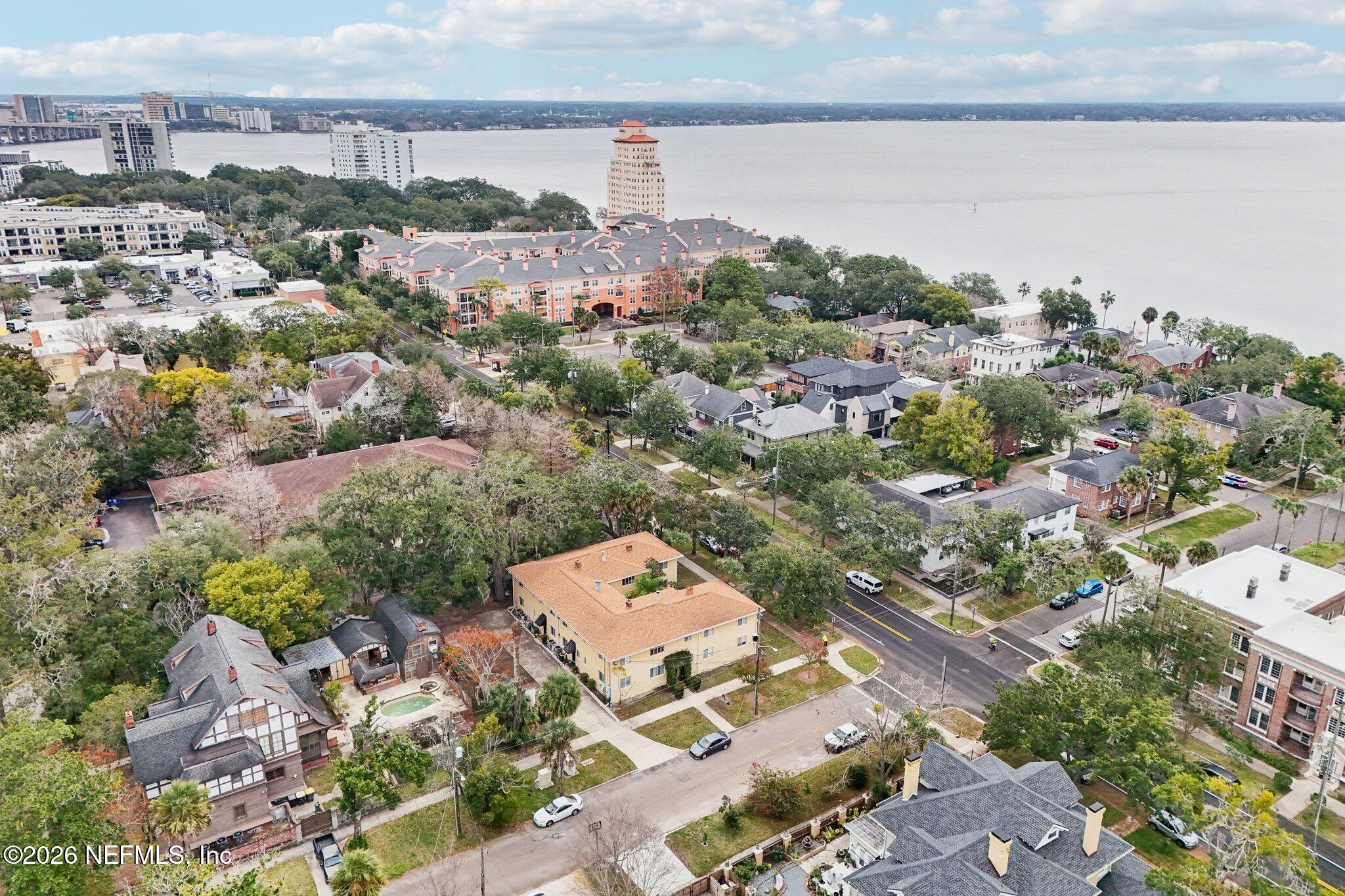 2159 Riverside Avenue, Unit 4 Jacksonville, FL 32204 - Photo 37 of 50 an aerial view of a city with lots of residential buildings ocean and mountain view in back