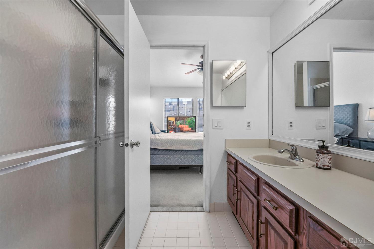 17 Bentley Court Bedminster, NJ 07921 - Photo 10 of 44 a en suite bathroom with a double vanity sink a mirror and a shower