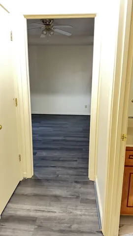 a view of wooden door