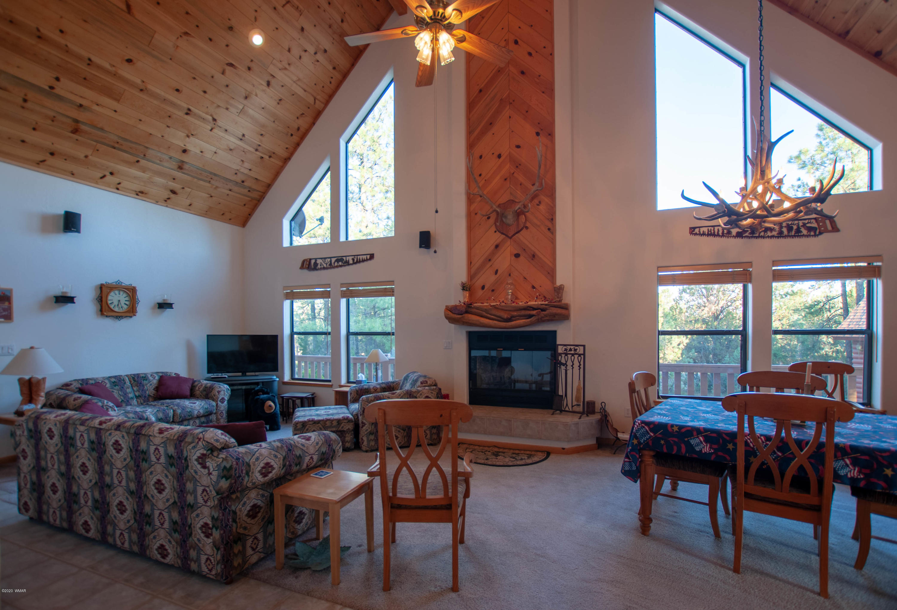 2836 Lodgepole Road Overgaard, AZ 85933 - Photo 4 of 25 a living room with furniture a fireplace and a flat screen tv