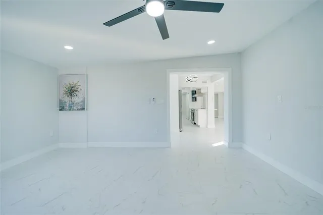 an empty room with windows