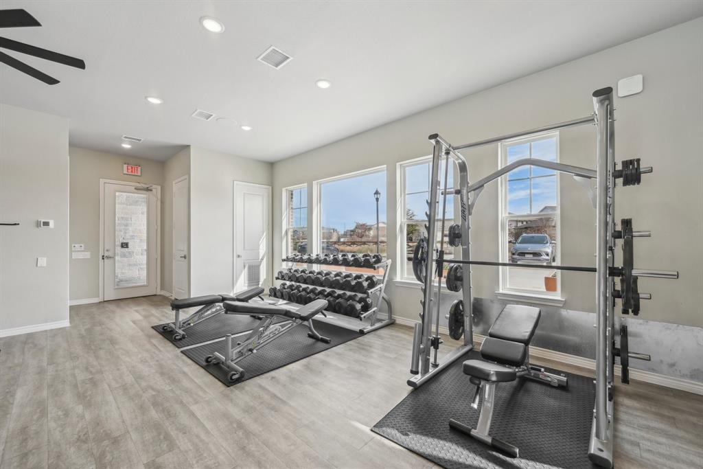 4430 Prairie Crossing, Unit 100 Prosper, TX 75078 - Photo 33 of 34 Workout area with light hardwood / wood-style flooring