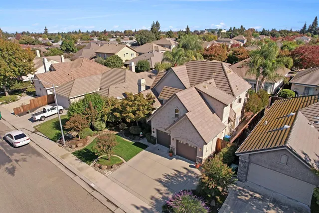 an aerial view of a house