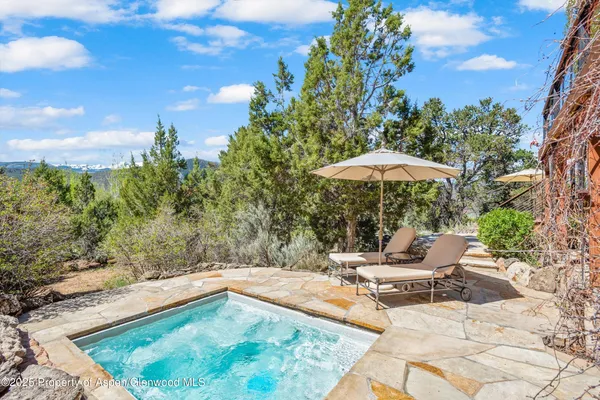 a view of a swimming pool with a patio