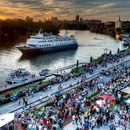 a view of a street with an ocean view