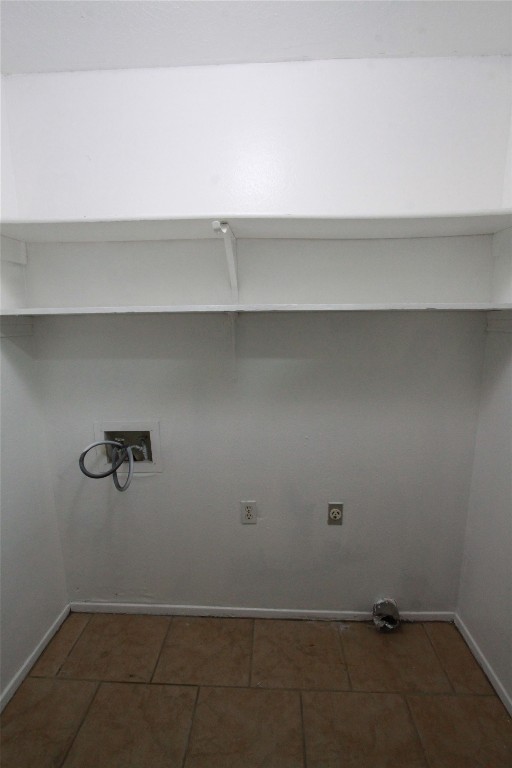 3904 Hudson Bend Road, Unit D Austin, TX 78734 - Photo 15 of 25 Laundry area featuring washer hookup, hookup for an electric dryer, and dark tile patterned flooring