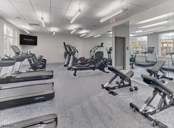 a view of a room with gym equipment