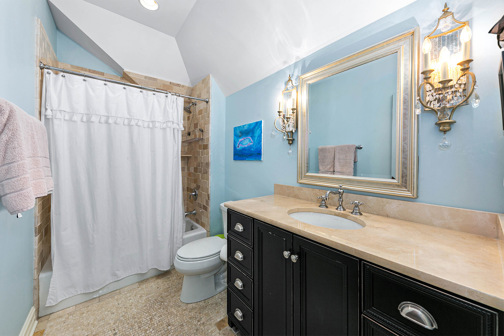 900 East Hillside Road Naperville, IL 60540 - Photo 48 of 73 a bathroom with a double vanity sink toilet and a mirror