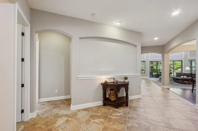 a living room with furniture and rug