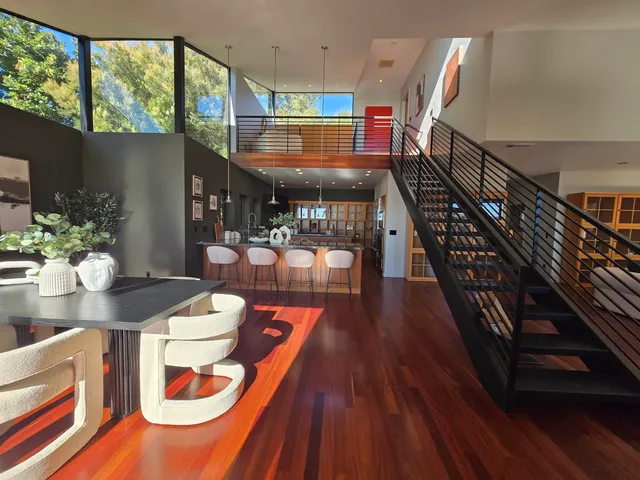 a hallway with wooden floor