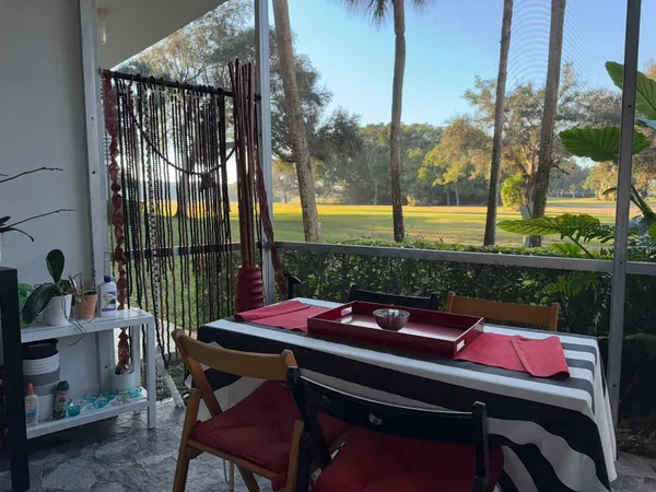 a view of a outdoor space with seating area