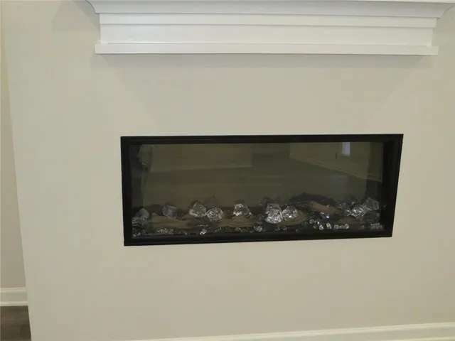 a close view of a fireplace