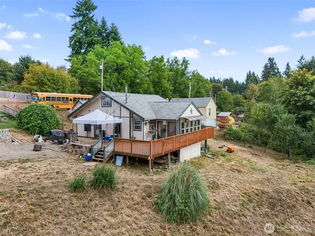 an aerial view of a house