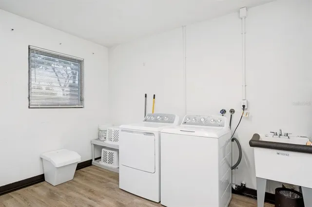 a utility room with dryer and washer