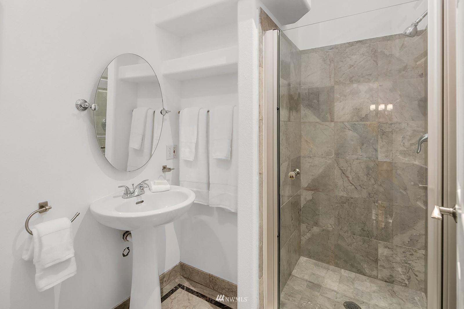 18512 Southeast Petrovitsky Road Renton, WA 98058 - Photo 22 of 40 a bathroom with a sink mirror and shower