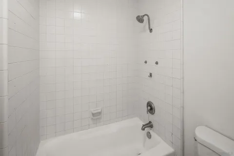 a bathroom with a bathtub